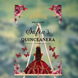Burgundy Princess Quinceañera Bienvenue