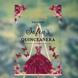 Burgundy Princess Quinceañera Bienvenue