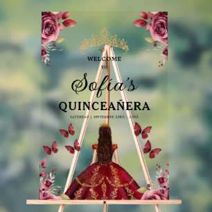 Burgundy Princess Quinceañera Bienvenue