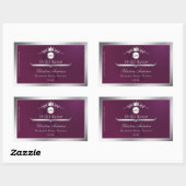 Burgundy Product Label Silver Frame Logo Monogram (Vel)