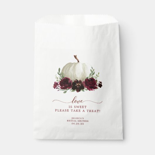 Burgundy Pumpkin Herfst Favor Bag Love is Sweet Bedankzakje (Voorkant)