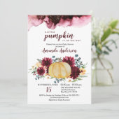 Burgundy Pumpkin Rustic Baby shower Uitnodiging (Staand voorkant)