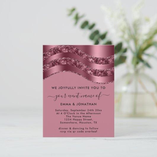 Burgundy QR Code Roos Weddenschap Bridal Pink (Staand voorkant)