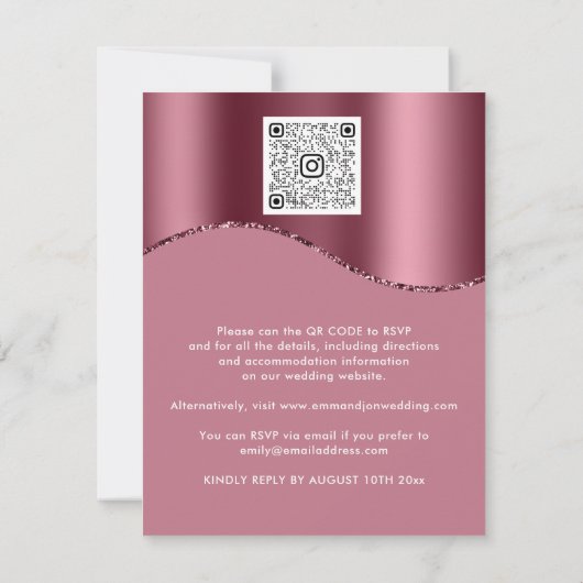 Burgundy QR Code Roos Weddenschap Bridal Pinky (Achterkant)