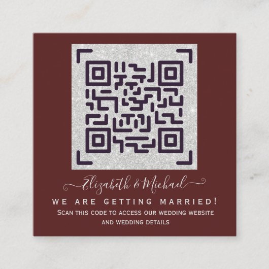 BURGUNDY QR SCANNING CODE Weddenschap Website - De Informatiekaartje (Voorkant)