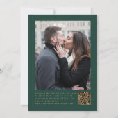 Burgundy Red Agate Green Photo QR Code Wedding Kaart (Achterkant)