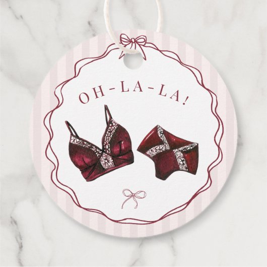 Burgundy Red and Black Bachelorette Party Bedankjes Labels (Achterkant)