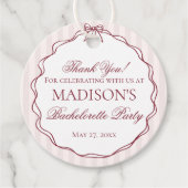 Burgundy Red and Black Bachelorette Party Bedankjes Labels (Voorkant)