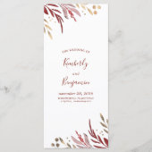 Burgundy Red and Gold Elegant Wedding Programmes (Devant)