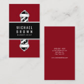 Burgundy Red Barber Pole Mannen kapsel Visitekaartje (Voorkant / Achterkant)