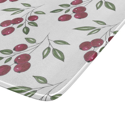 Burgundy Red Berries Pattern Snijplank (Hoek)