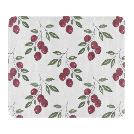 Burgundy Red Berries Pattern Snijplank (Voorkant)