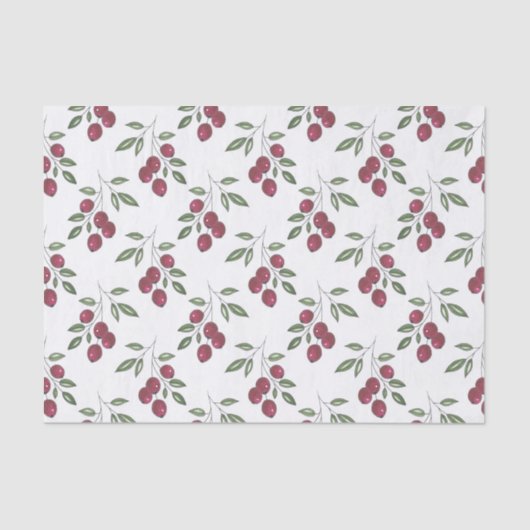 Burgundy Red Berries Pattern Tissuepapier (Voorkant)