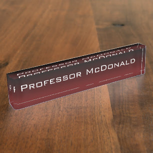 Burgundy red black fade custom desk nameplaat naambordje