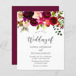 Burgundy Red Blush Budget Weddenschap