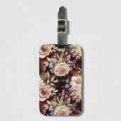 Burgundy Red Blush Floral Bagagelabel (Voorkant (verticaal))