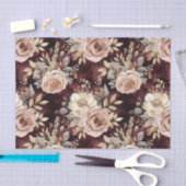 Burgundy Red Blush Floral Tissuepapier (Craft)