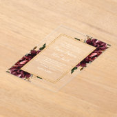 Burgundy Red Blush Gold Geometric Greenery Wedding Acryl Uitnodigingen (Laagn)