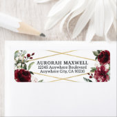 Burgundy Red Blush Gold Geometric Greenery Wedding Etiket (Insitu)