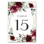 Burgundy Red Blush Gold Geometric Greenery Wedding Kaart (Achterkant)