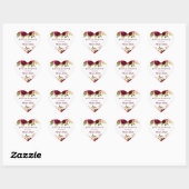 Burgundy Red Boho Floral Vrijgezellenfeest Hart Sticker (Vel)