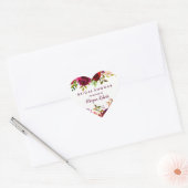 Burgundy Red Boho Floral Vrijgezellenfeest Hart Sticker (Envelop)