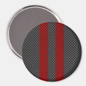 Burgundy Red Carbon Style Stripes Decor Magneet (Voorkant / Achterkant)
