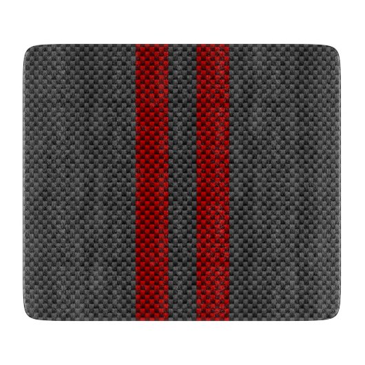 Burgundy Red Carbon Style Stripes Snijplank (Voorkant)