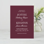 Burgundy Red Classic Script Wedding Invitation  (Debout devant)