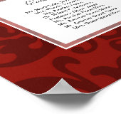 Burgundy Red Damask 12 Wedding Table Seating Chart Poster (Hoek)