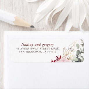 Burgundy Red Earthy Shades Floral Elegant Etiket