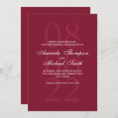 Burgundy Red Elegant Wedding Save the Date (Voorkant / Achterkant)
