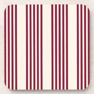 Burgundy Red en beige vijf strips Bier Onderzetter