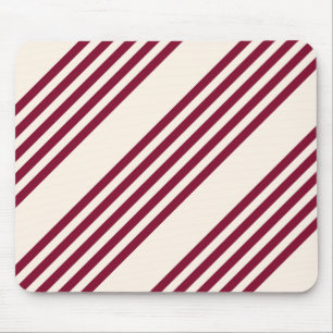 Burgundy Red en beige vijf strips Muismat