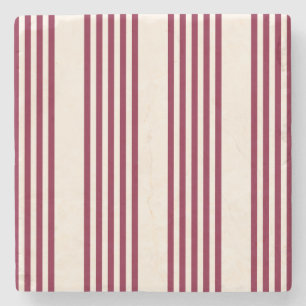 Burgundy Red en beige vijf strips Stenen Onderzetter