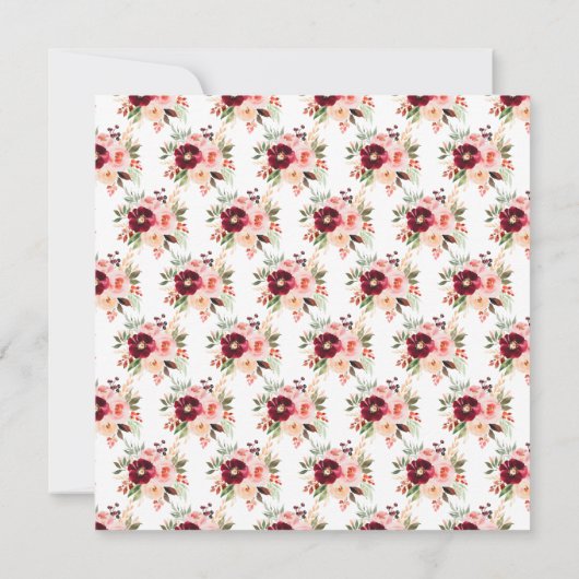 Burgundy Red en Blush Pink Floral Vrijgezellenfees Kaart (Achterkant)