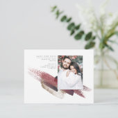 Burgundy Red en Gold Modern Save the Date Photo (Staand voorkant)
