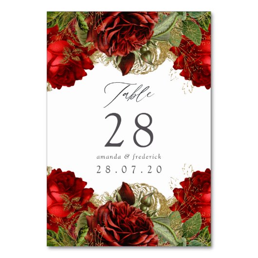 Burgundy Red en Gold Rozen Weddenschap Kaart (Achterkant)