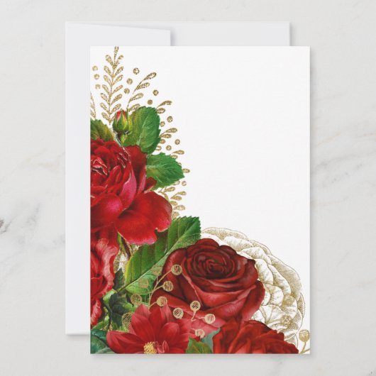 Burgundy Red en Gold  Rozen Weddenschap Update Kaart (Achterkant)