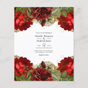 Burgundy Red en Gold Shabby Rozen Weddenschap Flyer
