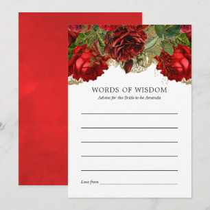 Burgundy Red en Gold Vrijgezellenfeest Advice Kaart