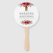 Burgundy Red en Pink Floral Wedding Favor Handwaaier (Voorkant)