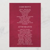 Burgundy Red en White Floral Geometric Wedding Programma (Achterkant)