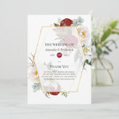 Burgundy Red en White Floral Geometric Wedding Programma (Staand voorkant)