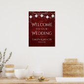 Burgundy Red Fleur de Lis Light | Welkom bruiloft Poster (Keuken)