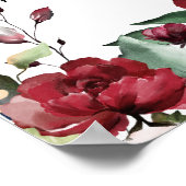 Burgundy Red Floral 13-tafel weddenschappen Poster (Hoek)