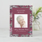 Burgundy Red Floral 3 Photo Funeral Programme (Staand voorkant)