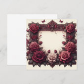 Burgundy Red Floral Blank Card Modèle Invitation (Devant / Derrière)