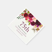 Burgundy Red Floral Boho 75th Wedding Jubileum Servetten (Hoek)