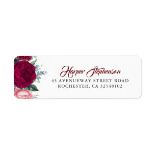 Burgundy Red Floral Fall Wedding Etiket